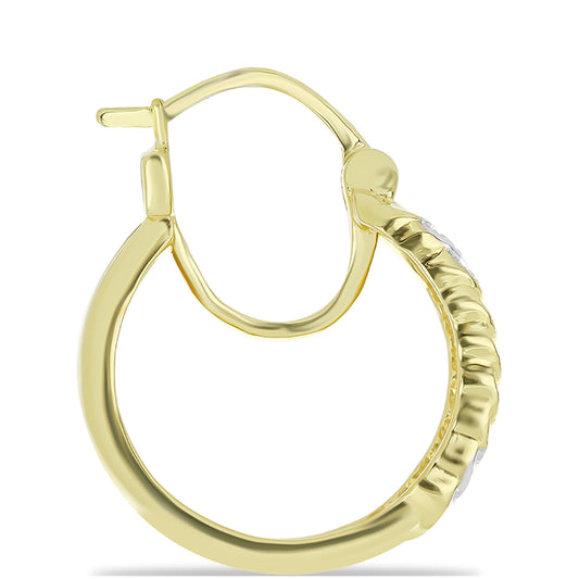 Pozlátené Strieborné Náušnice s Champagne Diamantom a Bielym Diamantom