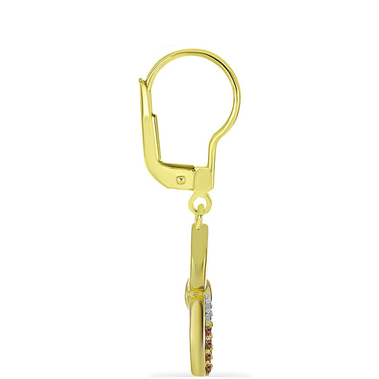 Pozlátené Strieborné Náušnice s Champagne Diamantom a Bielym Diamantom