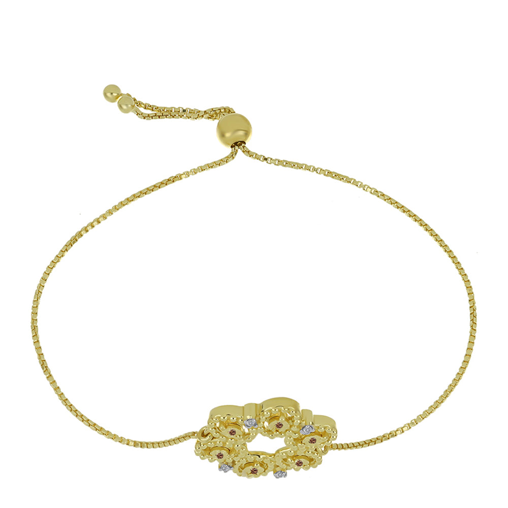 Pozlátený Strieborný Náramok s Champagne Diamantom a Bielym Diamantom