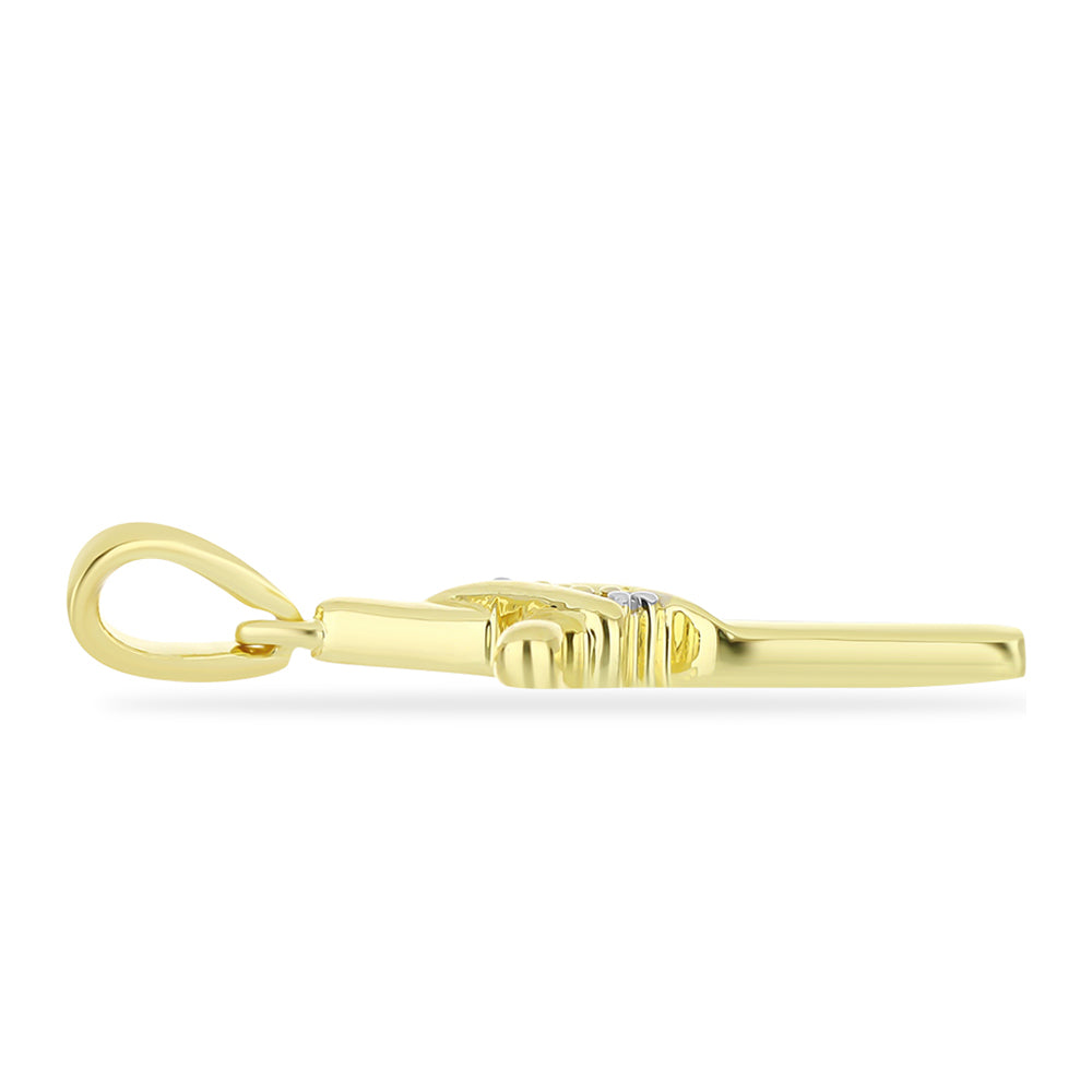 Kríž Pozlátený Strieborný Prívesok s Champagne Diamantom a Bielym Diamantom