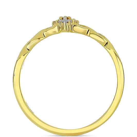 Pozlátený Strieborný Prsteň s Champagne Diamantom a Bielym Diamantom