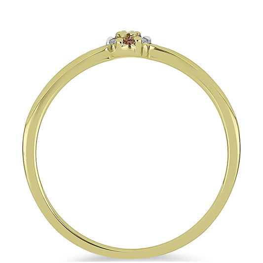 Pozlátený Strieborný Prsteň s Champagne Diamantom a Bielym Diamantom