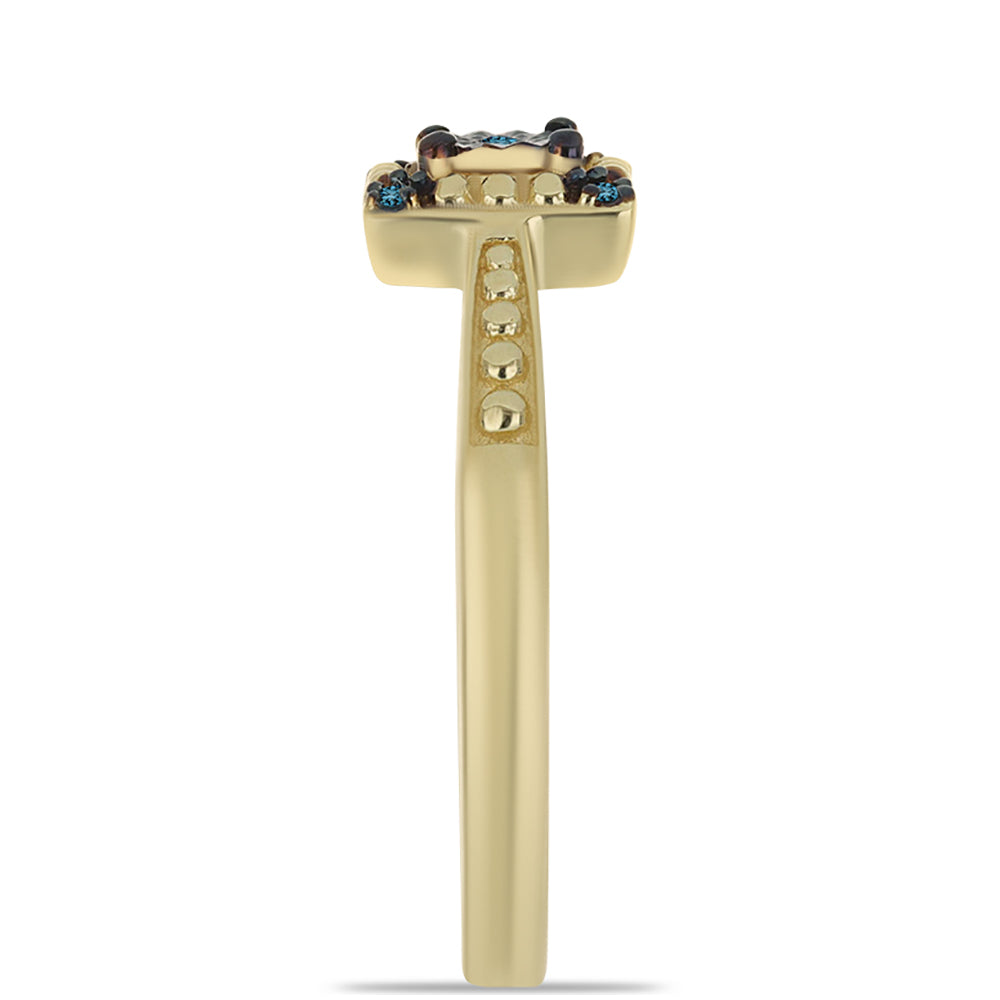 Pozlátený Strieborný Prsteň s Modrým Diamantom