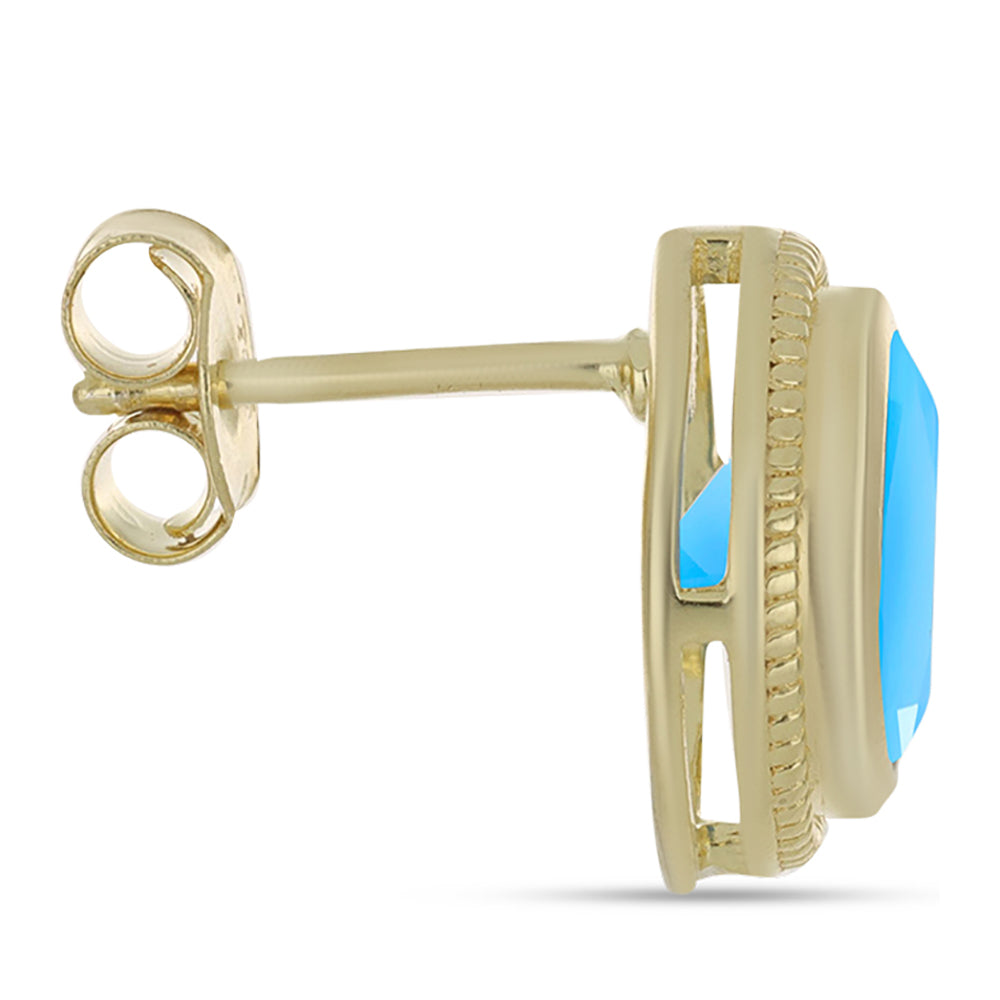 Pozlátené Strieborné Náušnice s Aqua Chalcedonom