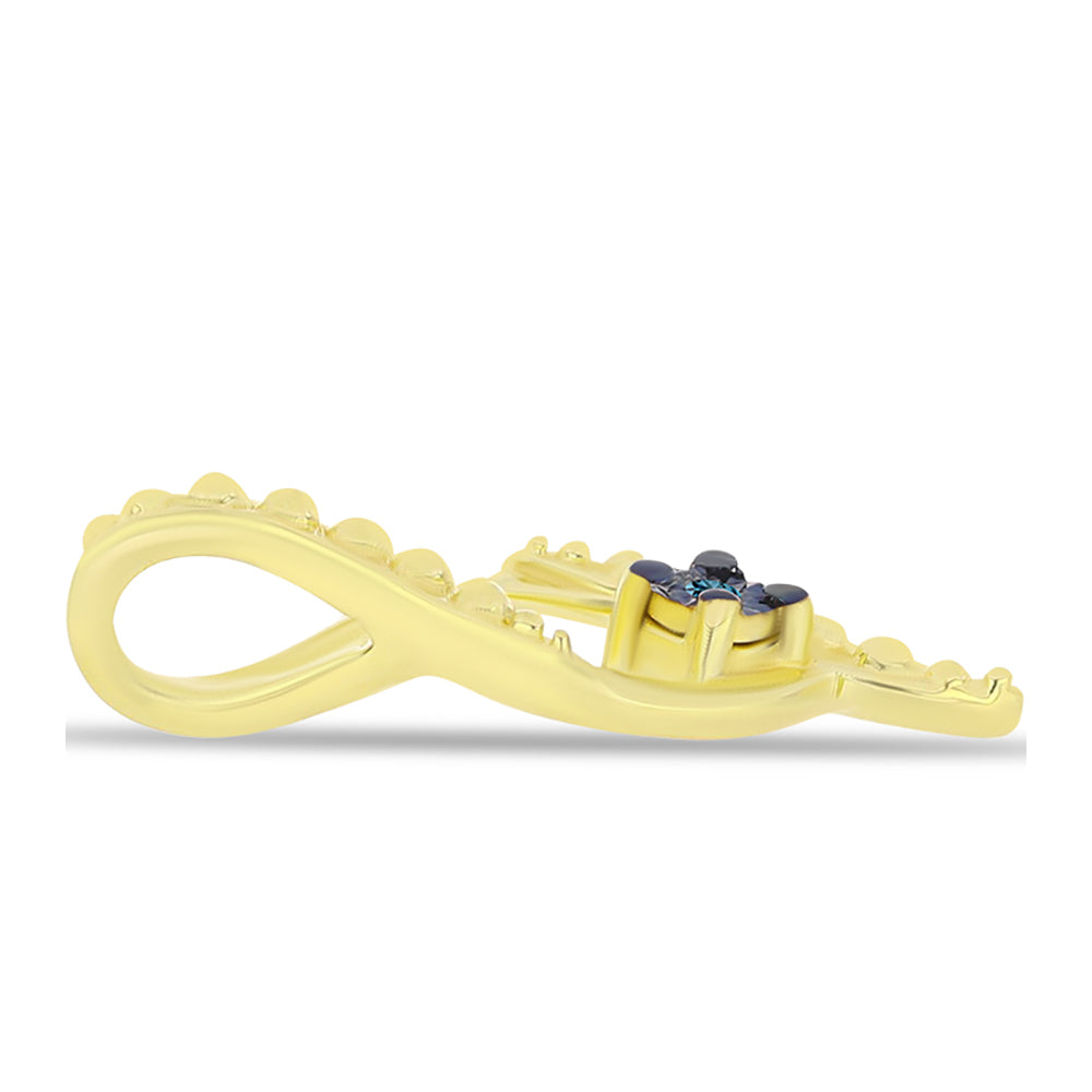 Pozlátené Strieborné Sada s Modrým Diamantom ( Náušnice+Prívesok )