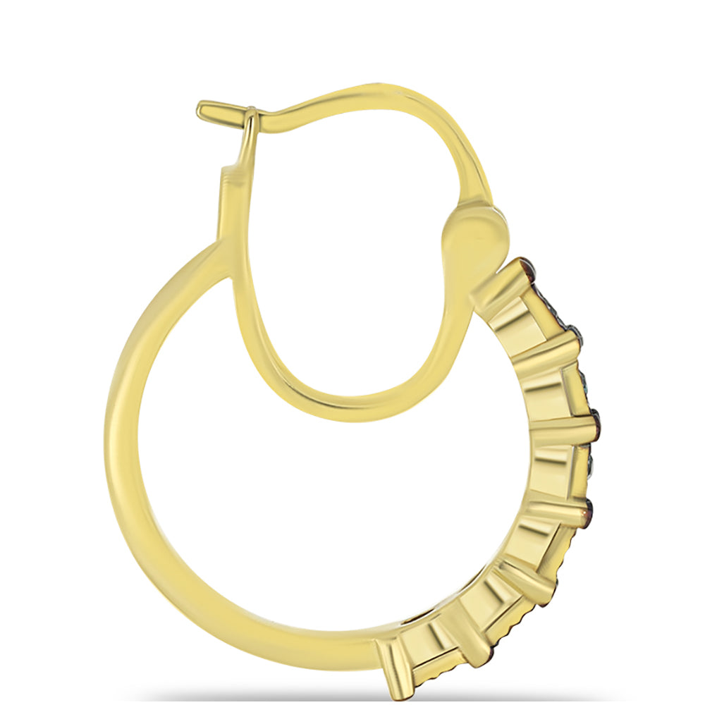 Pozlátené Strieborné Náušnice s Modrým Diamantom