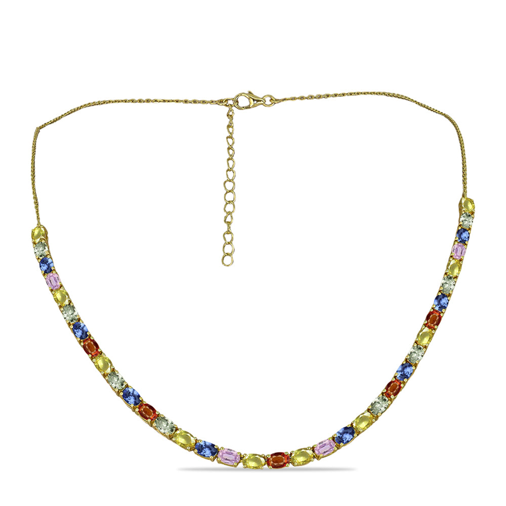 Pozlátený Strieborný Náhrdelník s Dúhovým Zafírom