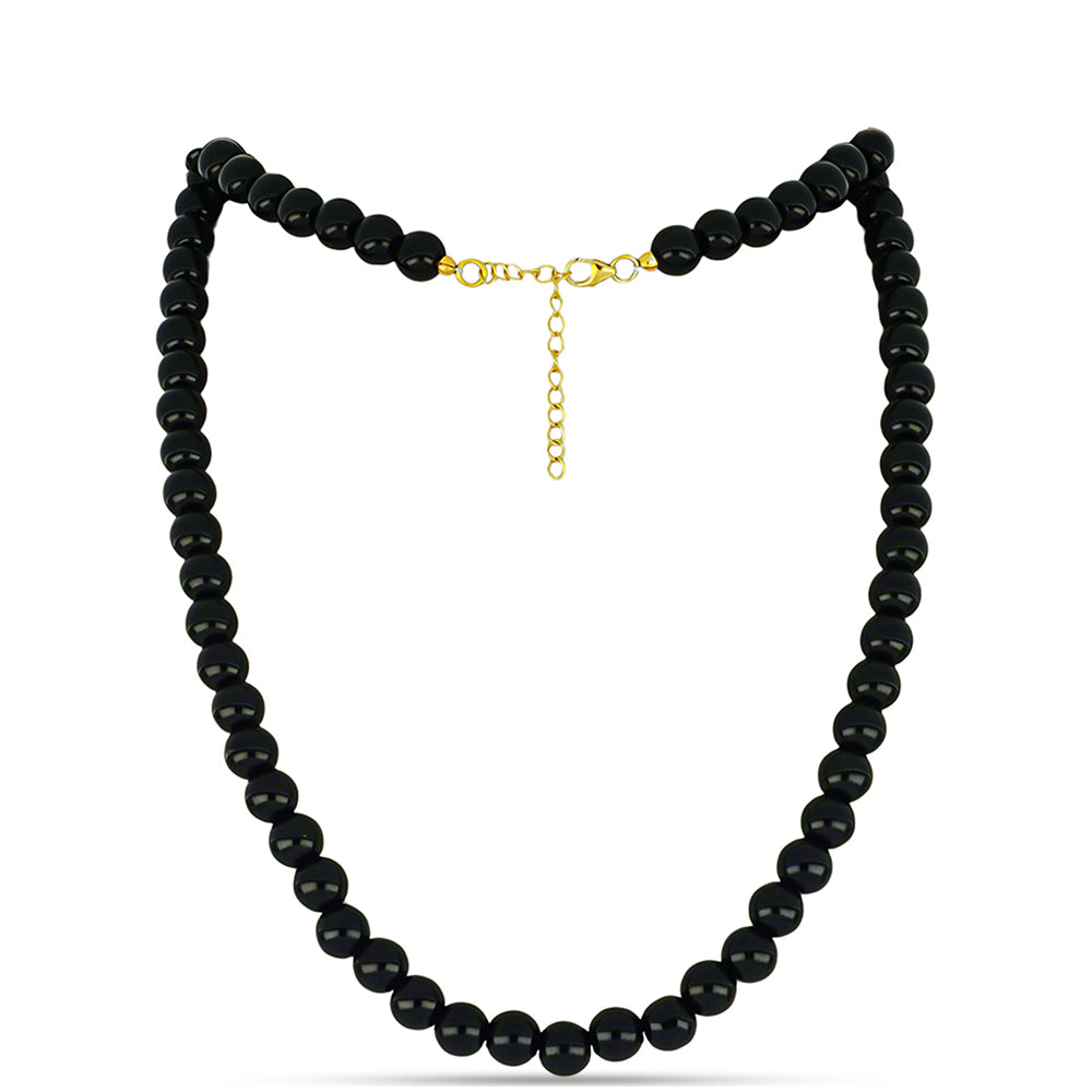 Pozlátený Strieborný Náhrdelník s so Suwarským Čiernym Ónyxom