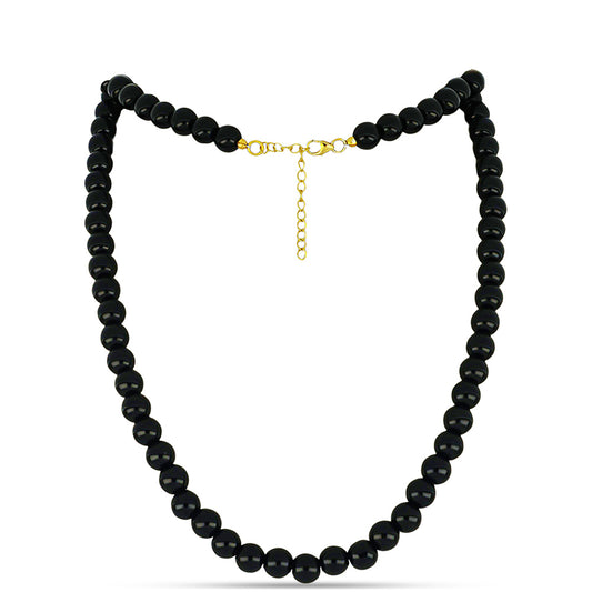 Pozlátený Strieborný Náhrdelník s so Suwarským Čiernym Ónyxom