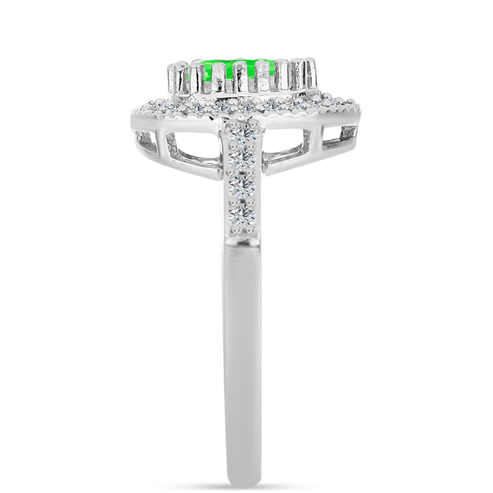 Strieborný Prsteň s Hyalit Opálom a Bielym Topásom