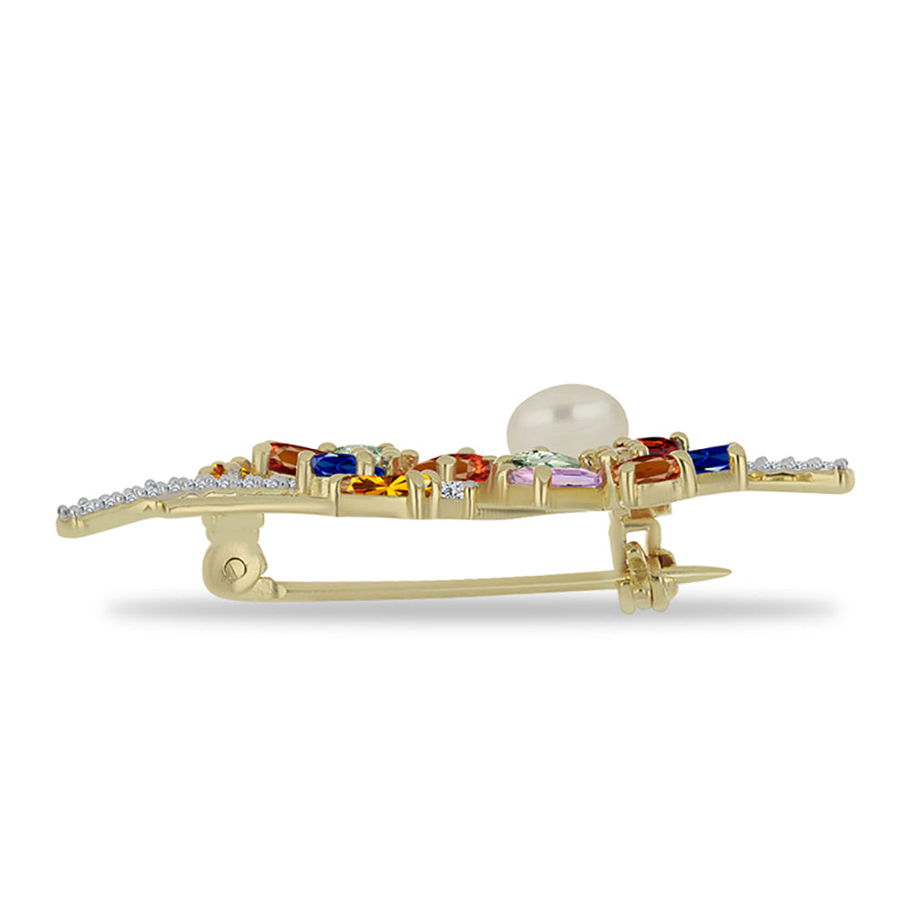 Pozlátený Strieborný Brošňa s Dúhovým Zafírom