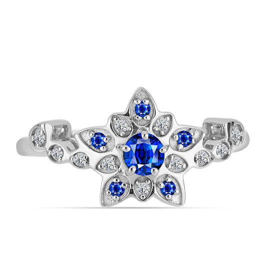 Strieborný Prsteň s Austrálskym Modrým Zafírom a Bielym Topásom