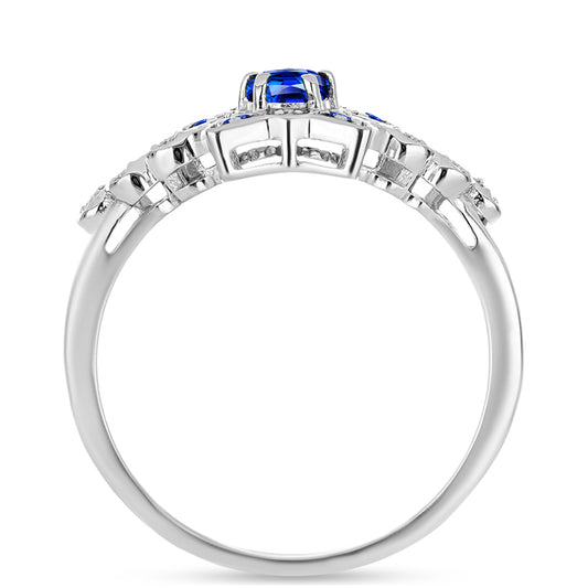 Strieborný Prsteň s Austrálskym Modrým Zafírom a Bielym Topásom