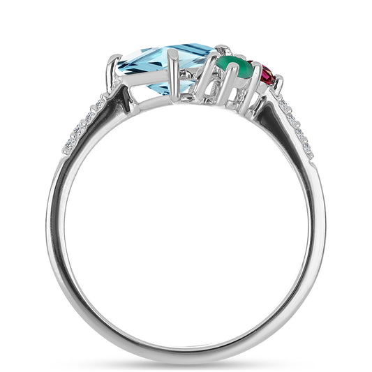 Strieborný Prsteň s Marockým Ametystom a so Zeleným Achátom