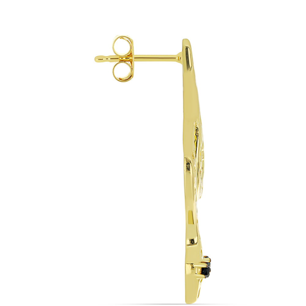 Pozlátené Strieborné Náušnice s Čiernym Spinelom