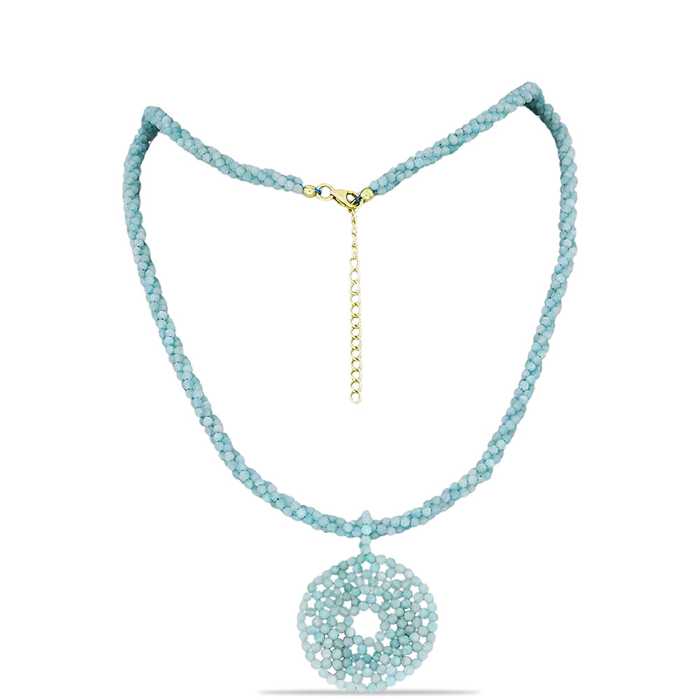 Pozlátený Strieborný Náhrdelník s Amazonitom