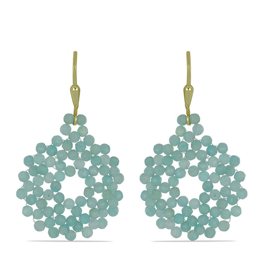 Pozlátené Strieborné Náušnice s Amazonitom