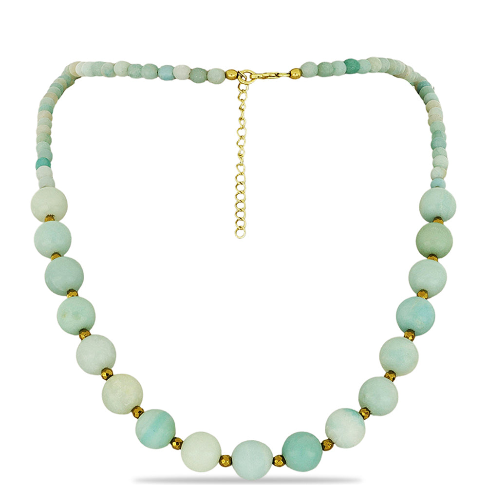 Pozlátený Strieborný Náhrdelník s Amazonitom a Hematitom z Cerro Bolívar