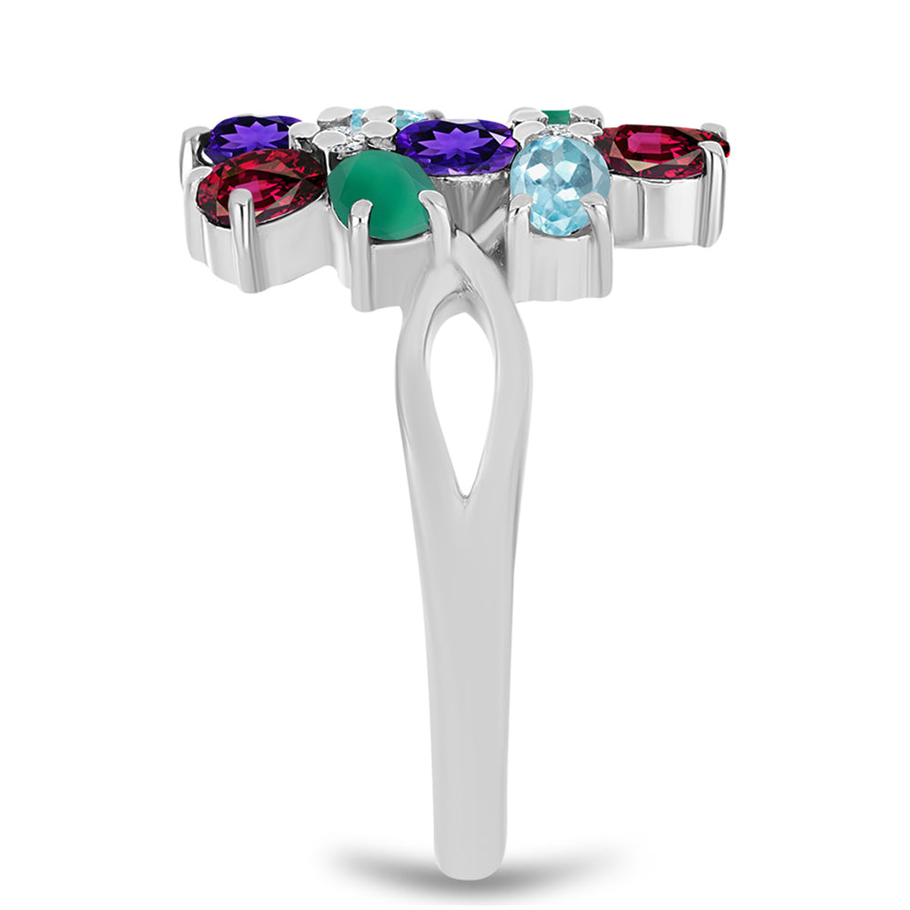 Strieborný Prsteň s Marockým Ametystom a so Zeleným Achátom