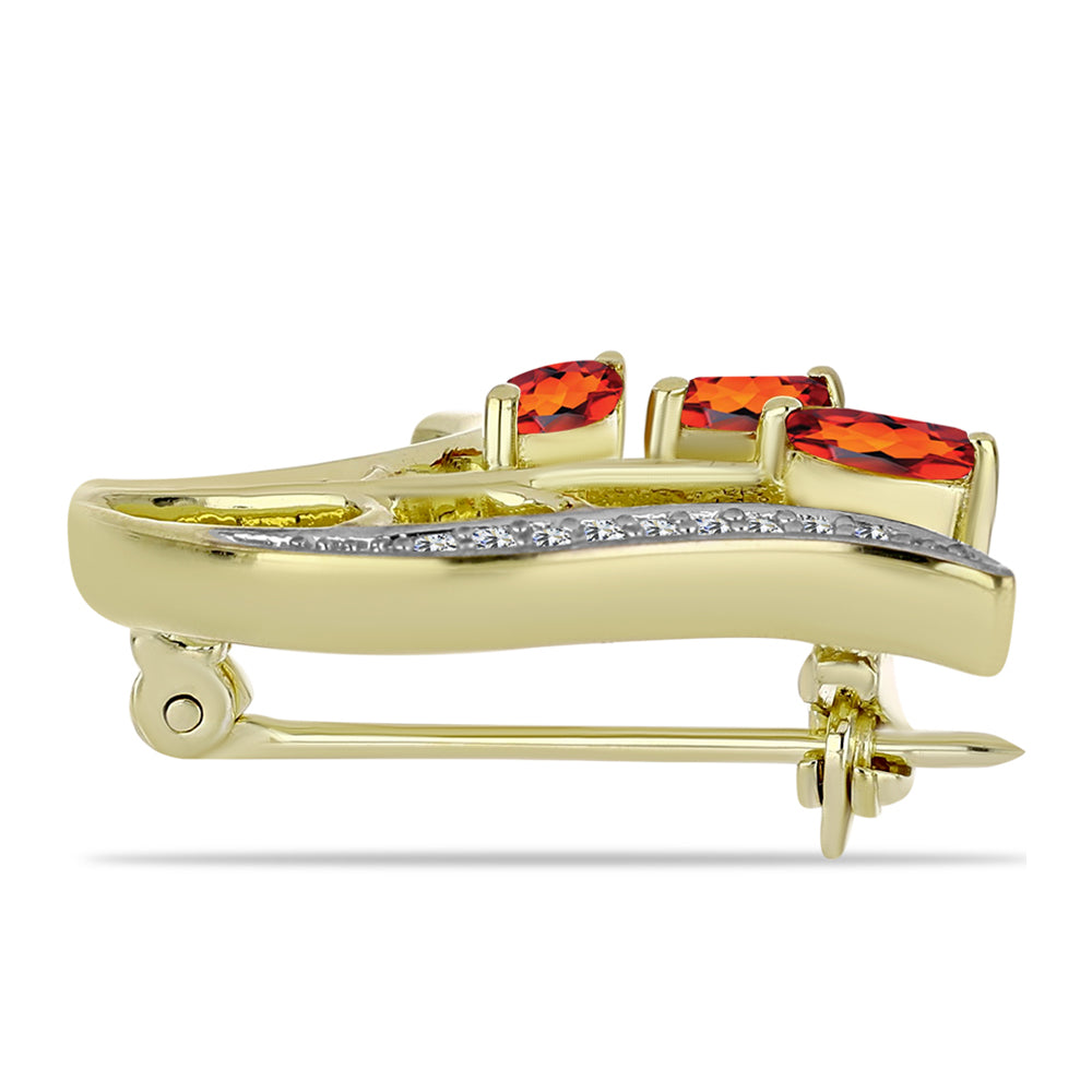 Pozlátený Strieborný Brošňa s Citrínom z Madeiry a Bielym Topásom