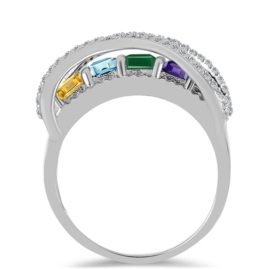 Strieborný Prsteň s Marockým Ametystom a so Zeleným Achátom