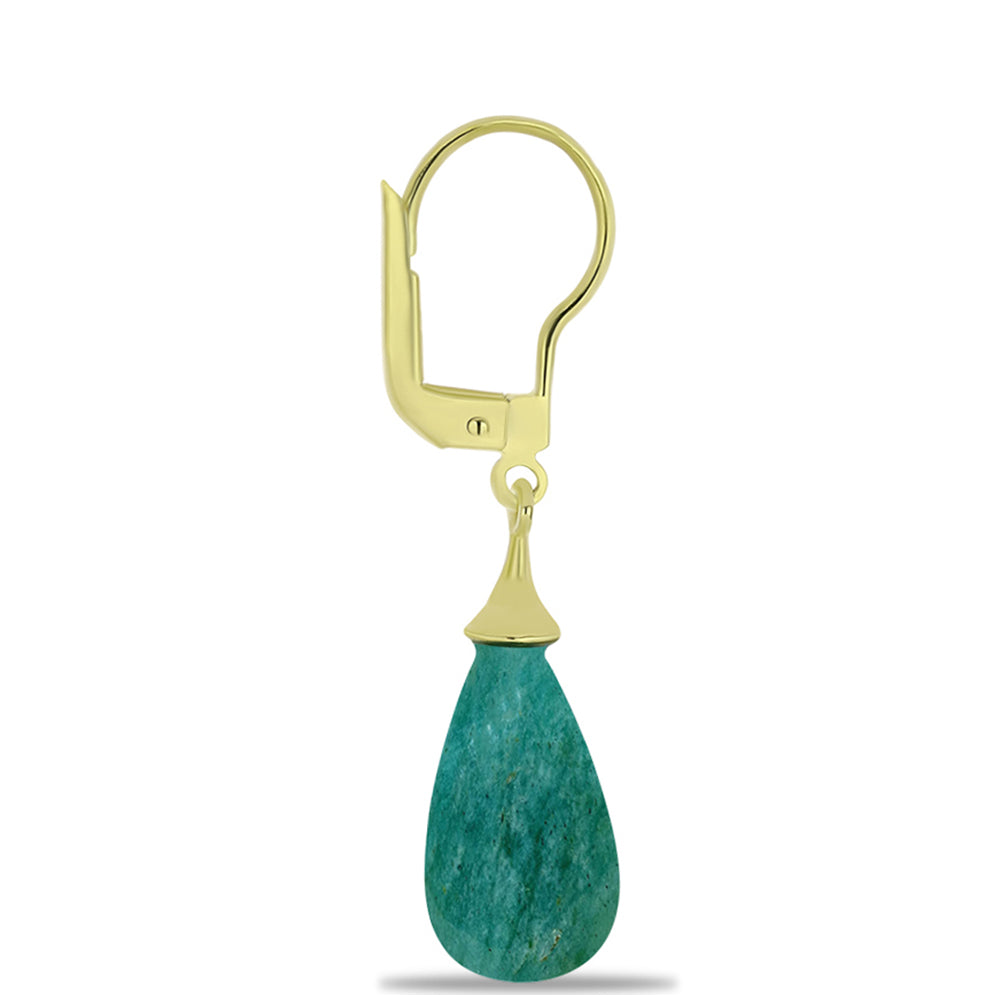 Pozlátené Strieborné Náušnice s Amazonitom