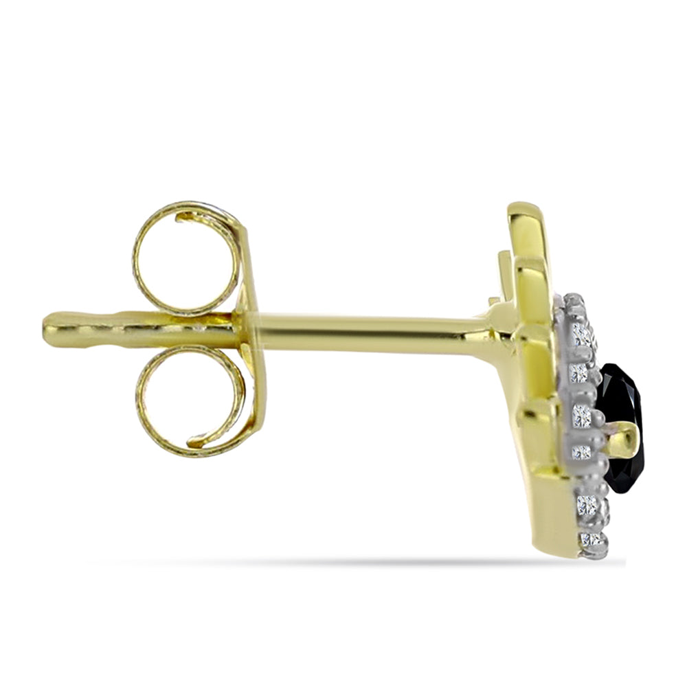 Pozlátené Strieborné Náušnice s Čiernym Spinelom a Bielym Topásom