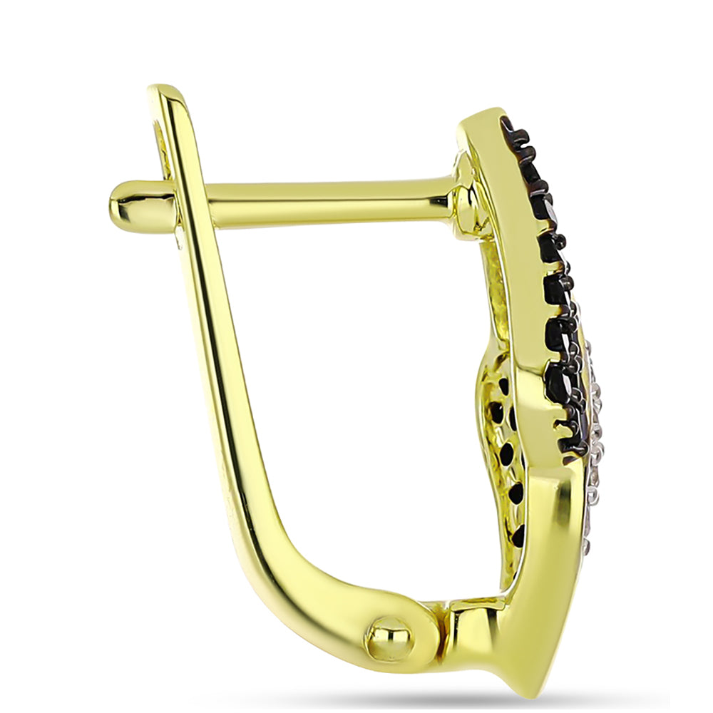 Pozlátené Strieborné Náušnice s Čiernym Spinelom a Bielym Topásom