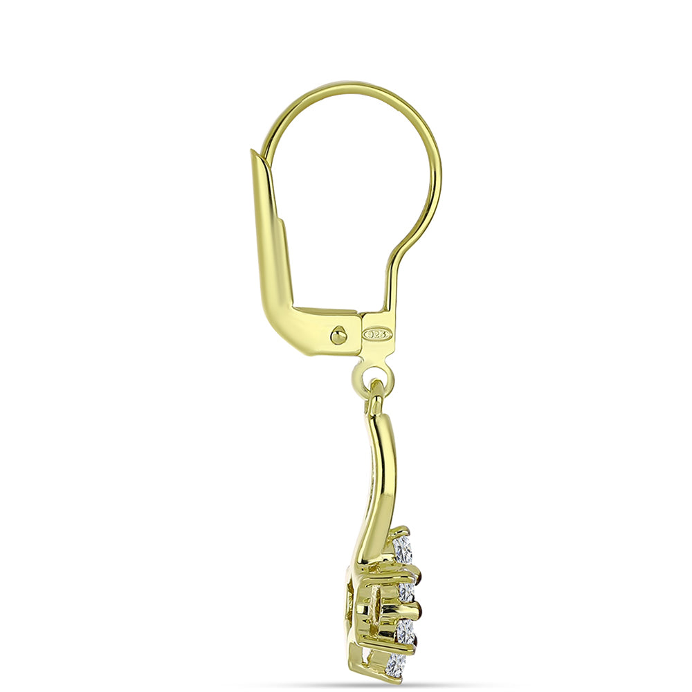 Pozlátené Strieborné Náušnice s Modrým Diamantom a Bielym Topásom