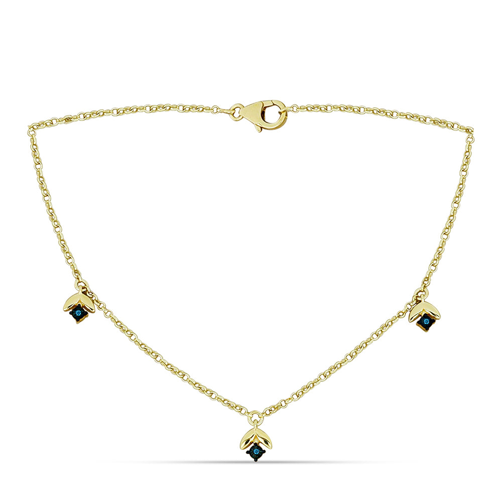 Pozlátený Strieborný Náhrdelník s Modrým Diamantom