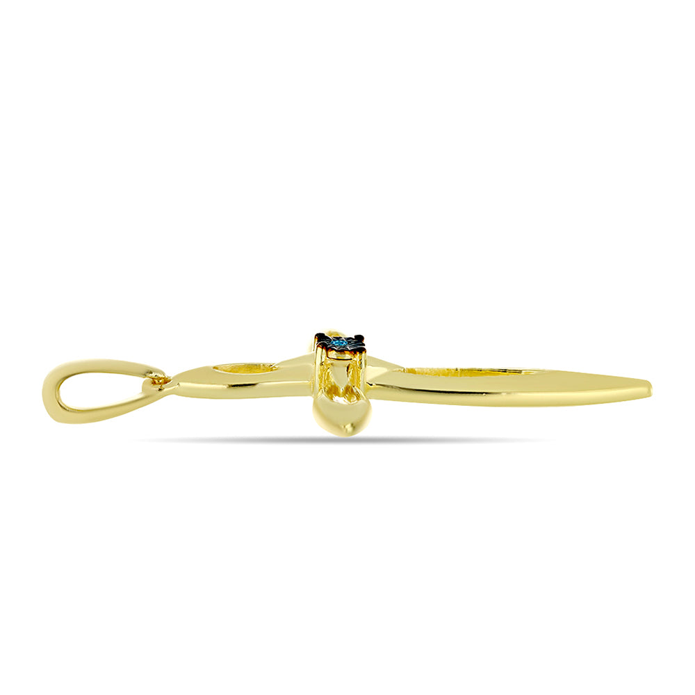 Kríž Pozlátený Strieborný Prívesok s Modrým Diamantom