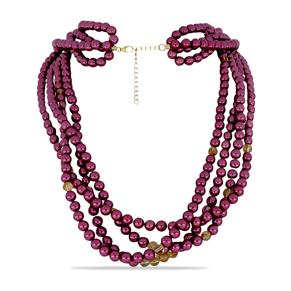 Pozlátený Strieborný Náhrdelník s so Fialová Sladkovodnou Perlou a Uralským Citrínom