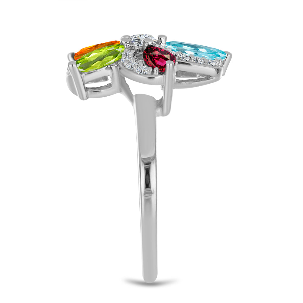 Strieborný Prsteň s Marockým Ametystom a Changbaiskym Olivínom