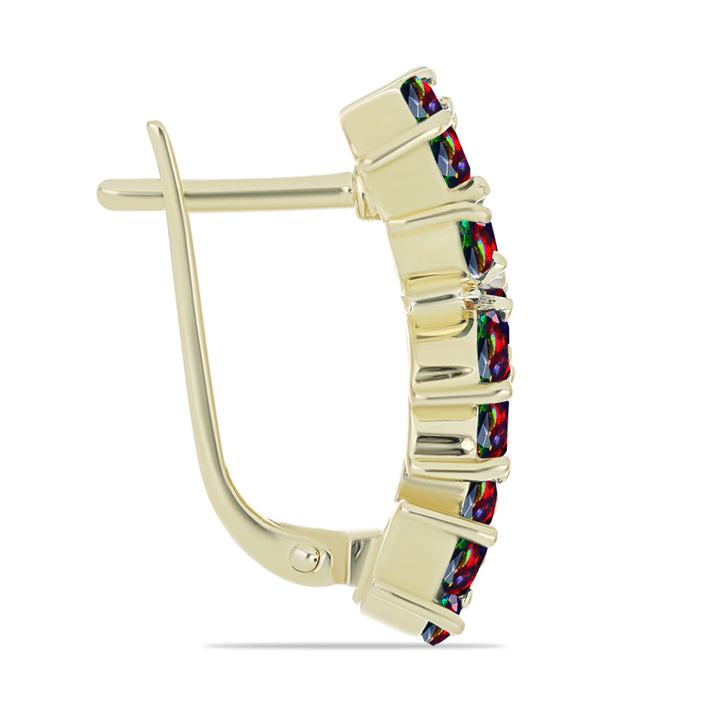 Pozlátené Strieborné Náušnice s Polnočne Čiernym Etiópskym Opálom z Lega Dembi a Bielym Topásom