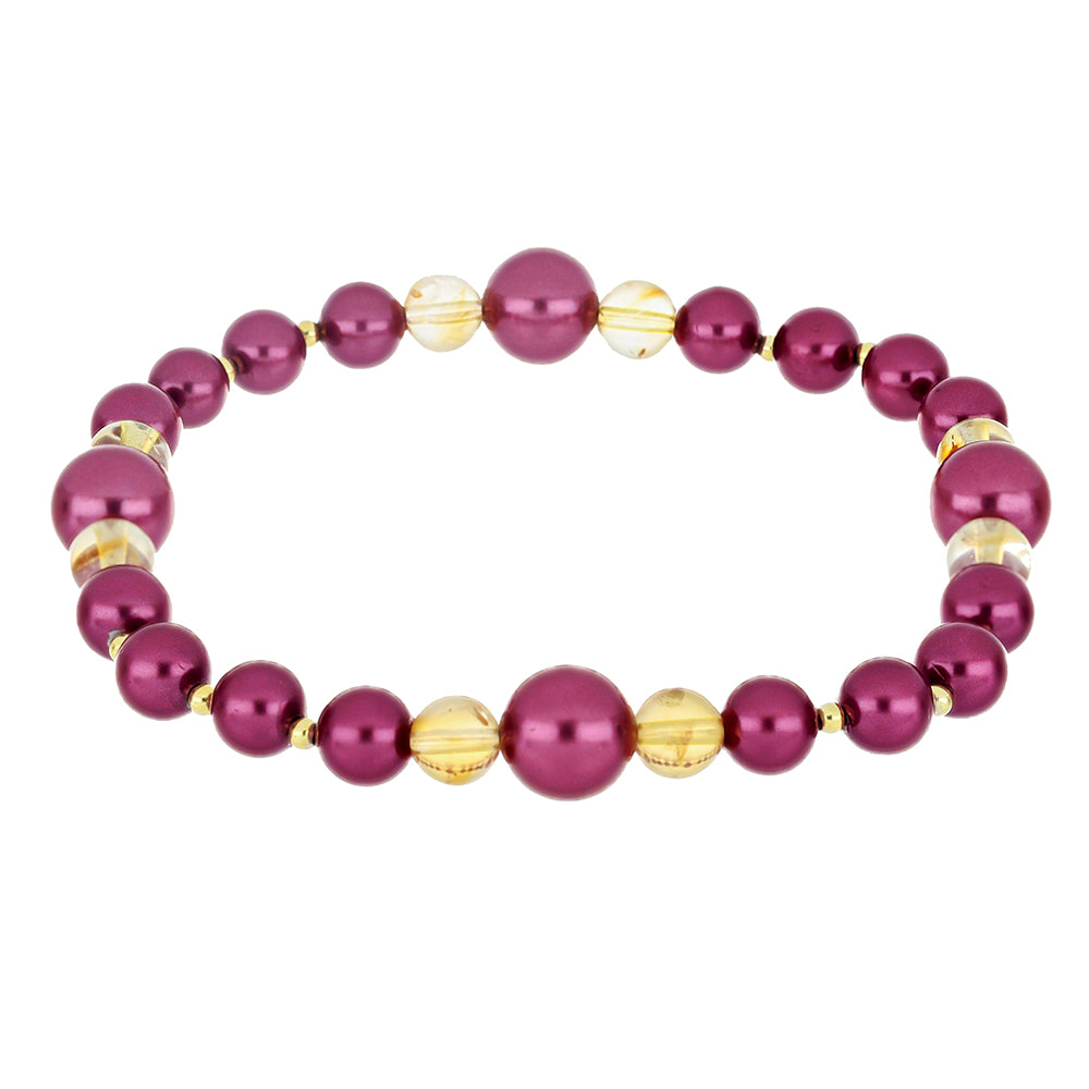 Pozlátené Strieborné Sada s so Fialová Sladkovodnou Perlou a Uralským Citrínom ( Náramok )