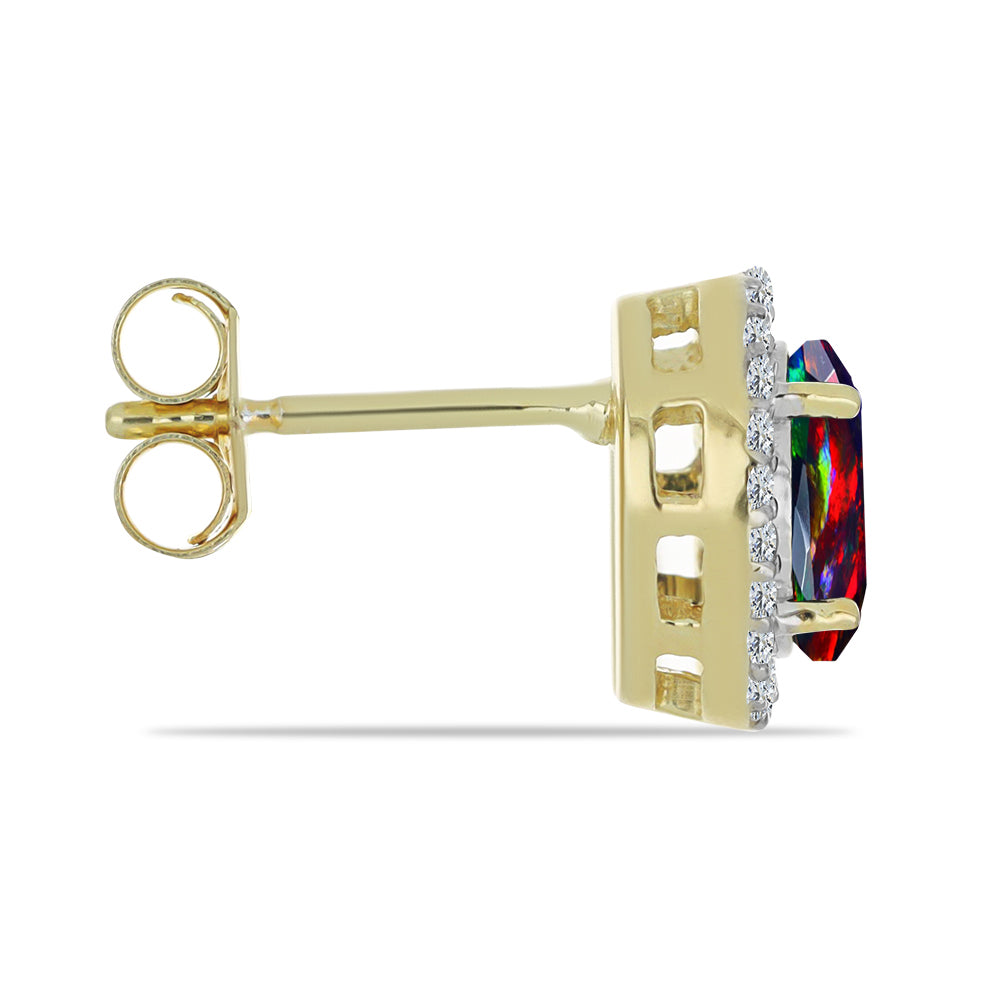 Pozlátené Strieborné Náušnice s Polnočne Čiernym Etiópskym Opálom z Lega Dembi a Bielym Topásom