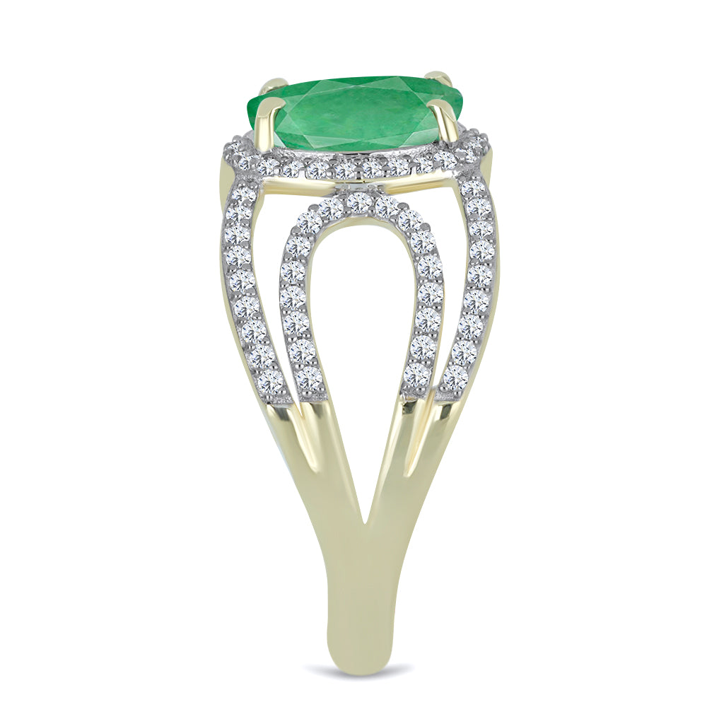 Pozlátený Strieborný Prsteň s Brazílskym Smaragdom a Bielym Topásom