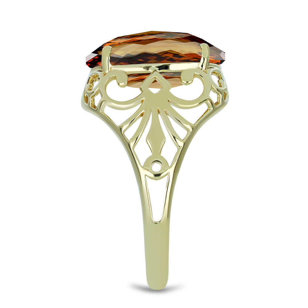 Pozlátený Strieborný Prsteň s Koňakovým Kremeňom
