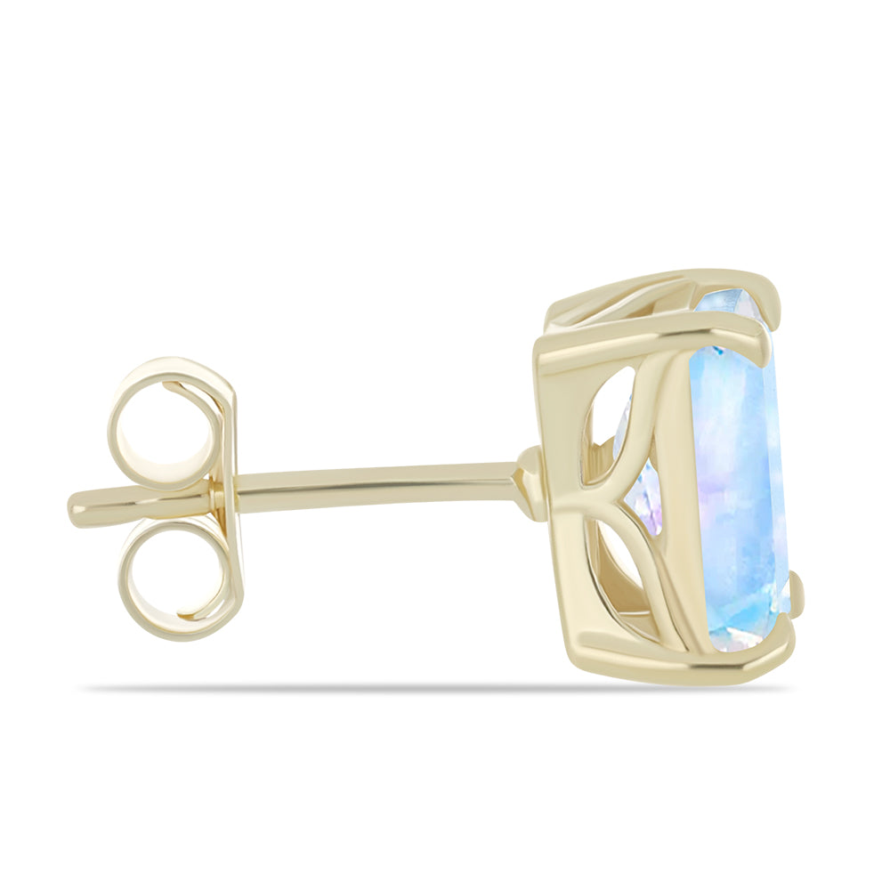 Pozlátené Strieborné Náušnice s Dúhovým Mesačným Kameňom