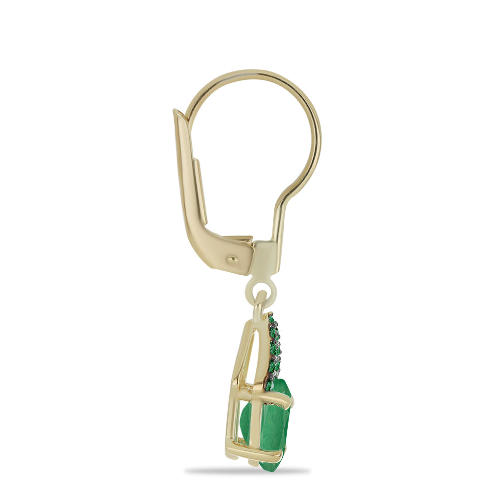 Pozlátené Strieborné Náušnice s Brazílskym Smaragdom a Bielym Topásom