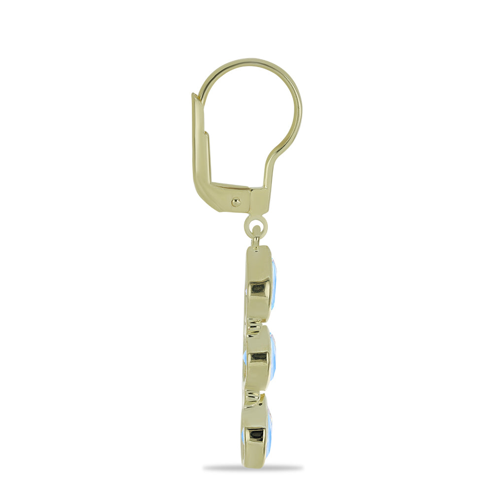 Pozlátené Strieborné Náušnice s Dúhovým Mesačným Kameňom