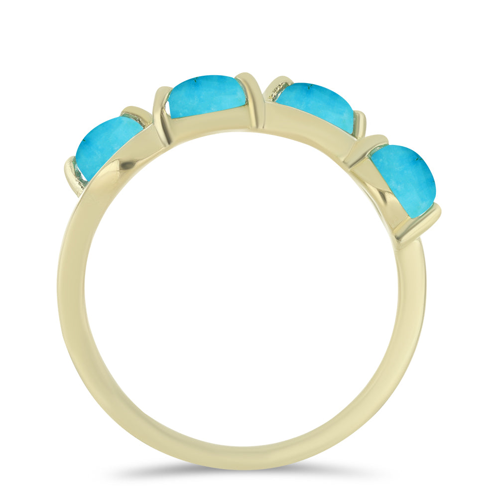 Pozlátený Strieborný Prsteň s so Sleeping Beauty Tyrkysom