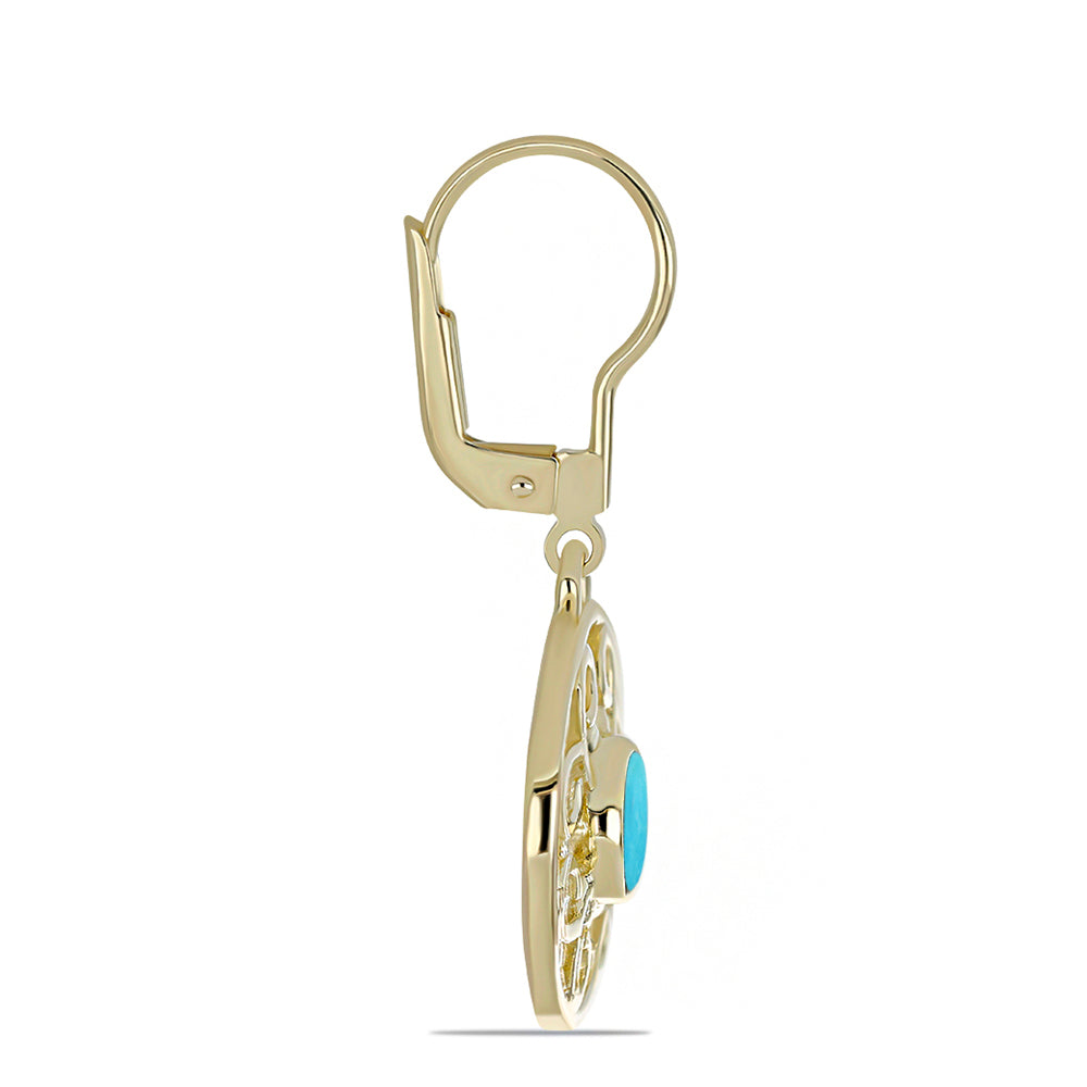 Pozlátené Strieborné Náušnice s so Sleeping Beauty Tyrkysom