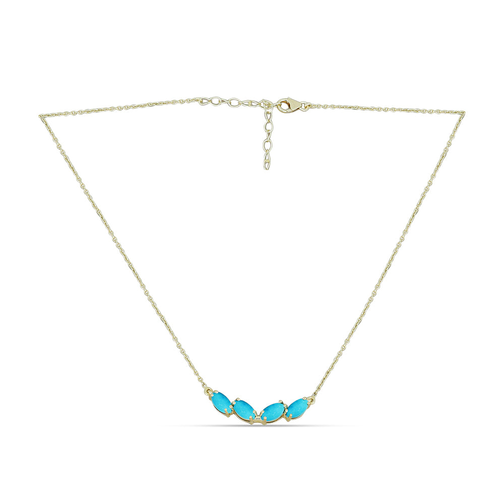 Pozlátený Strieborný Náhrdelník s so Sleeping Beauty Tyrkysom