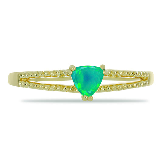 Pozlátený Strieborný Prsteň s so Zeleným Etiópskym Opálom z Lega Dembi