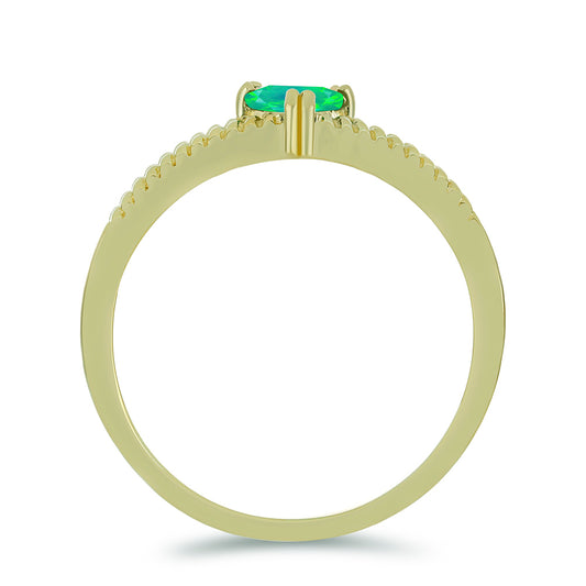 Pozlátený Strieborný Prsteň s so Zeleným Etiópskym Opálom z Lega Dembi