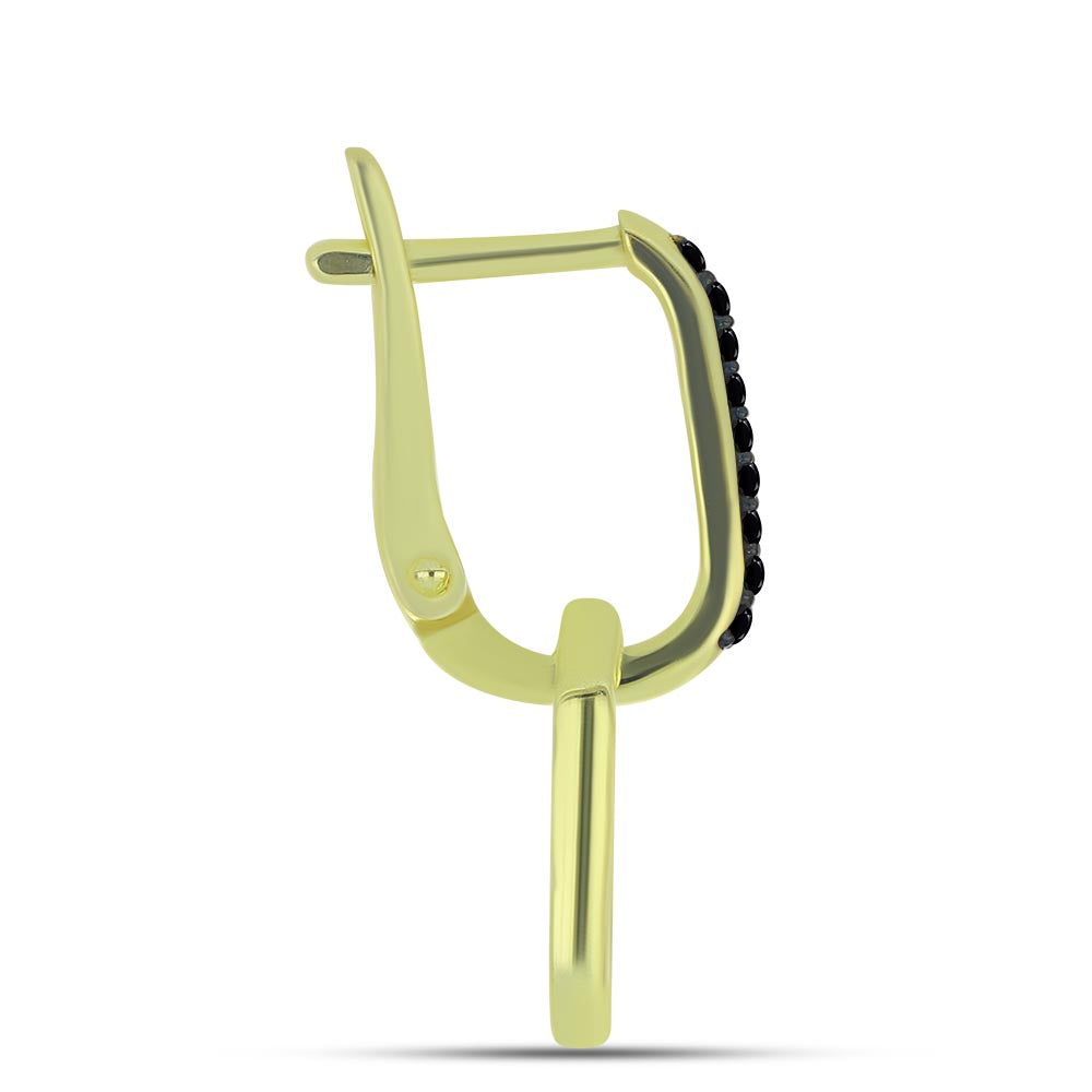 Pozlátené Strieborné Náušnice s Čiernym Spinelom