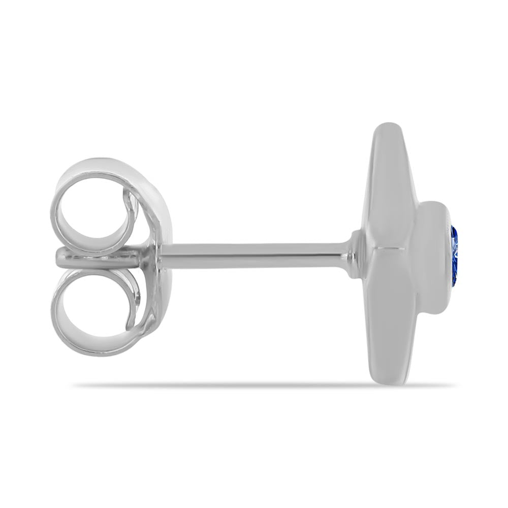 Strieborné Náušnice s Certifikovaný Kráľovským modrým moissanitom pestovaný v laboratóriu