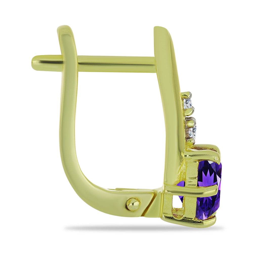 Pozlátené Strieborné Náušnice s Marockým Ametystom a Bielym Topásom