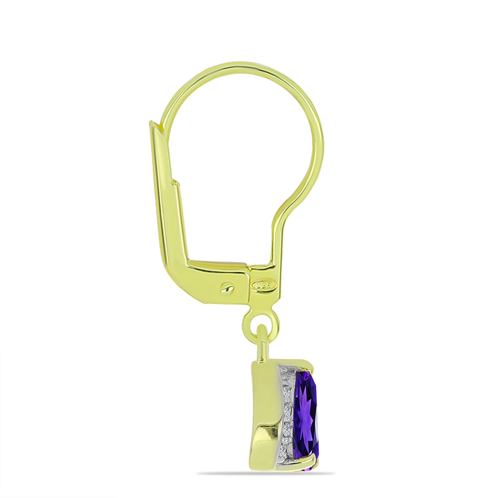 Pozlátené Strieborné Náušnice s Marockým Ametystom a Bielym Topásom